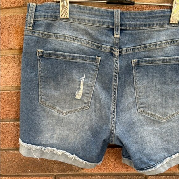 KanCan Blue Distressed Jean Shorts Relaxed Fit - Picture 7 of 9